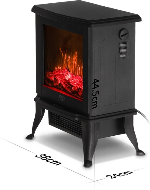 Kominek elektryczny Adler AD 7754 1000W / 1800W z efektem 3D płomienia (5905575910059) - obraz 15