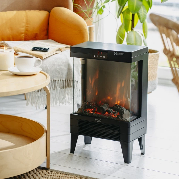 Kominek elektryczny Adler AD 7755 LED 1000 W/2000 W z pilotem i efektem 3D płomienia (5905575910066) - obraz 13