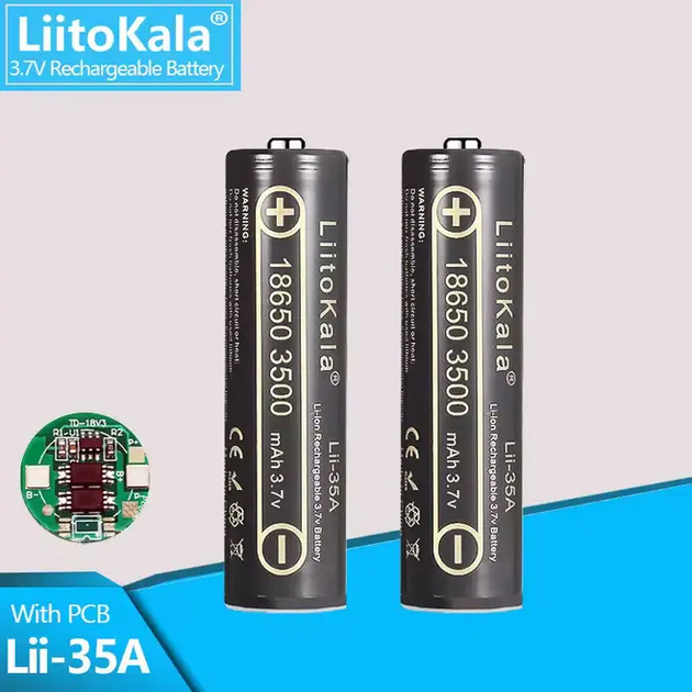 Акумулятор із захистом LiitoKala Lii-35A-PCB 18650 3500mAh Li-ion 3.7V Чорний (2899693956) - зображення 3