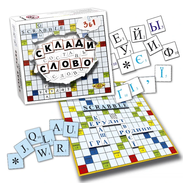 Настільна гра "Склади слово. Ерудит (Scrabble)" MKM0316 від 4-х років - Фото 1 Настільна гра "Склади слово. Ерудит (Scrabble)" MKM0316 від 4-х років - изображение 1