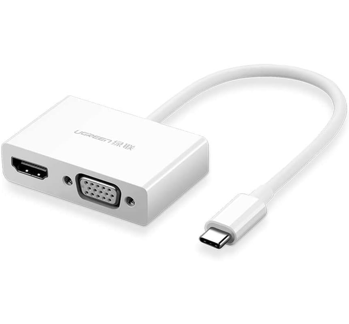 USB-хаб UGREEN USB Type C to HDMI + VGA Converter (White) - Фото 1 USB-хаб UGREEN USB Type C to HDMI + VGA Converter (White) - изображение 1