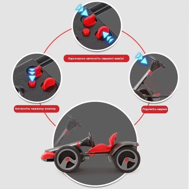 Детский электромобиль GO-KART White (белый) — складной электрокартинг для детей, аккумуляторный, скорость до 6 км/ч - Фото 8 Детский электромобиль GO-KART White (белый) — складной электрокартинг для детей, аккумуляторный, скорость до 6 км/ч - изображение 8