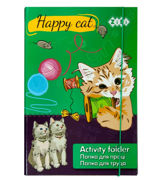Папка для ручної праці А4 ZiBi 17.14909 HAPPY CAT, на резинках /ZB17.14909/ - Фото 1 Папка для ручної праці А4 ZiBi 17.14909 HAPPY CAT, на резинках /ZB17.14909/ - зображення 1
