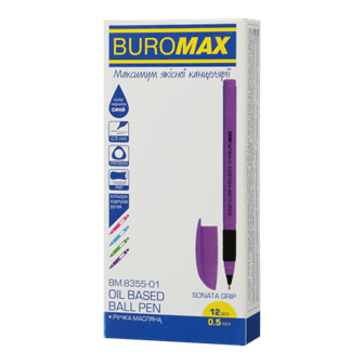 Ручка масляна BUROMAX 8355-01 Sonata grip синя, тригр. (12) /BM.8355-01/ - Фото 2 Ручка масляна BUROMAX 8355-01 Sonata grip синя, тригр. (12) /BM.8355-01/ - изображение 2