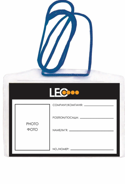 Бейдж (ідентифікатор) LEO L1106 горизонтальний на шнурку /L1106/ - Фото 1 Бейдж (ідентифікатор) LEO L1106 горизонтальний на шнурку /L1106/ - зображення 1