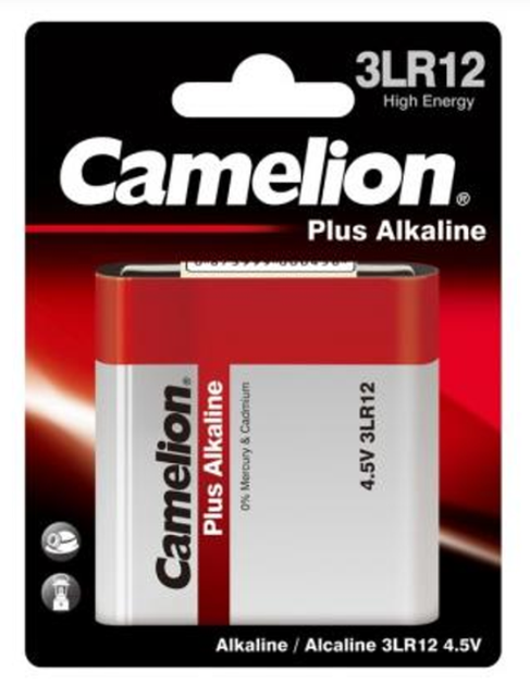 Батарейка CAMELION 3LR12 4.5V Plus Alkaline 1шт/упак. - Фото 1 Батарейка CAMELION 3LR12 4.5V Plus Alkaline 1шт/упак. - изображение 1