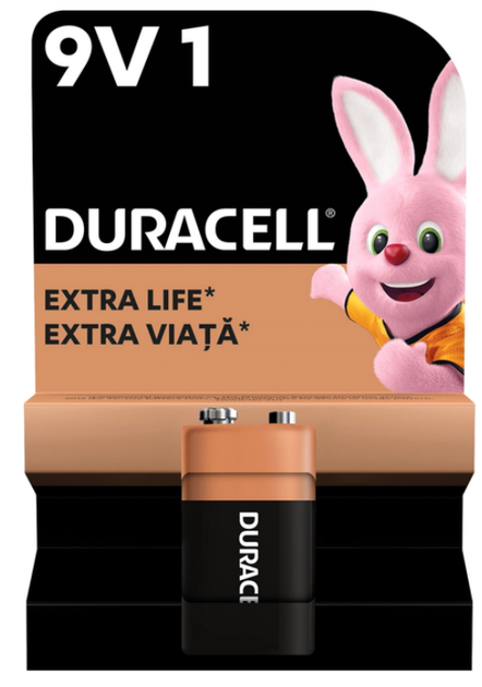 Батарейка DURACELL 6LR61/MN1604 9V Basic 1bl - Фото 1 Батарейка DURACELL 6LR61/MN1604 9V Basic 1bl - зображення 1