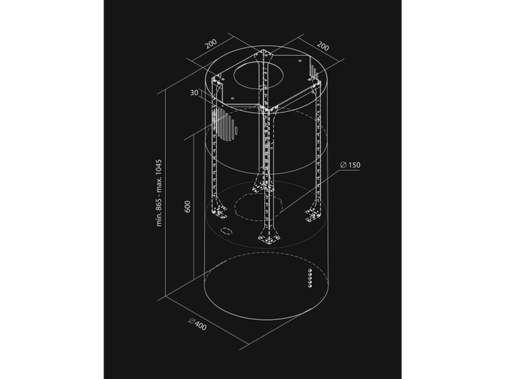Витяжка декоративна NORTBERG Cylindro Eco Black 40 - изображение 5