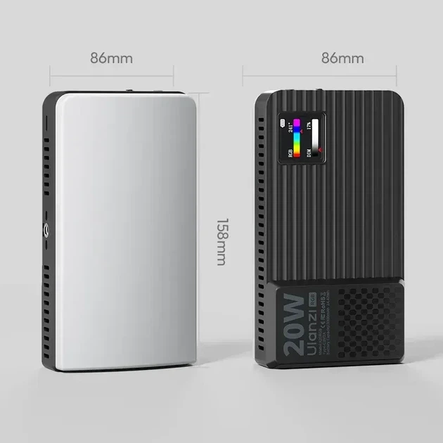 Портативне накамерне світло Ulanzi K20 RGB LED панель 20 Вт, 1800-9000K, CRI95+, 20 ефектів, 3300 мАг для блогерів L207 - зображення 7