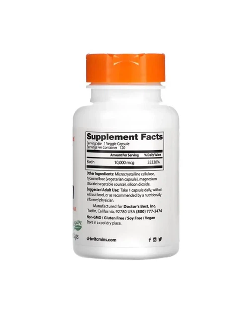 Биотин (В7) 10000 мкг Doctor's Best 120 кап 20206166 - изображение 2