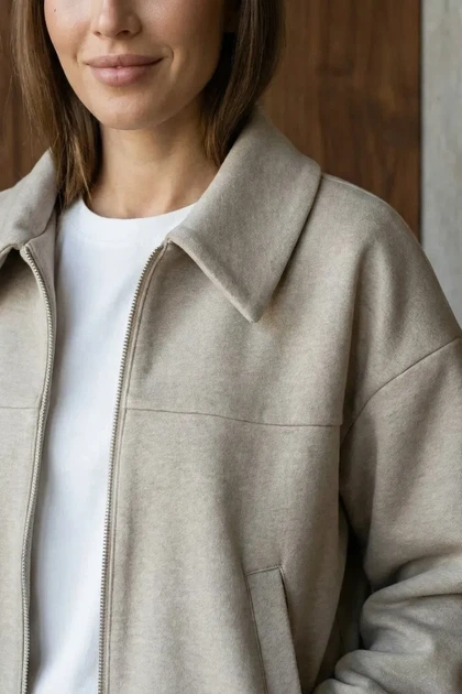 Бомбер с итальянской шерсти L-XL. Бежевый - изображение 3