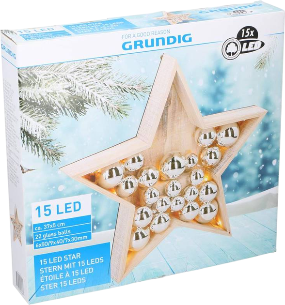 Gwiazda świąteczna Grundig Home Decor 15 LED 36 cm (8711252057484) - obraz 3