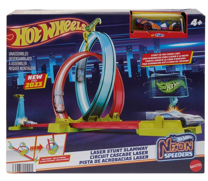 Автомобільний трек Mattel Hot Wheels Neon Speeders - Laser Stunt Slamway (HPC05) (194735155125) - зображення 2
