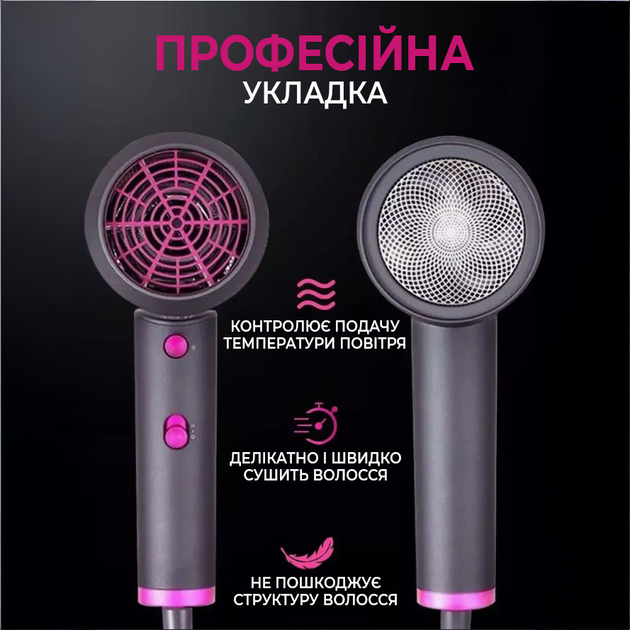Фен для волос VGR-V400 2000 Вт профессиональный с ионизацией воздуха и концентратором Серый - изображение 6
