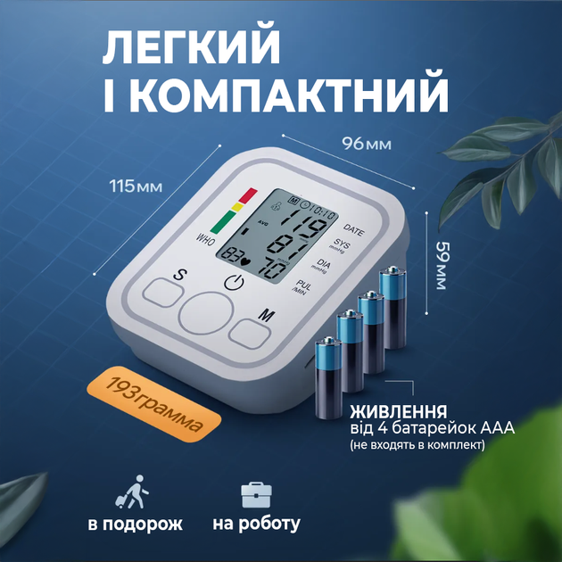 Автоматический тонометр плечевой. Электронный измеритель давления и пульса. Портативный мониторинг аритмии память 2 человек - изображение 5