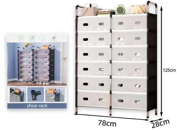 Полиця органайзер стелаж для взуття на 6 полиць дворядна Storage Shoe Rack WFB26207 - зображення 8