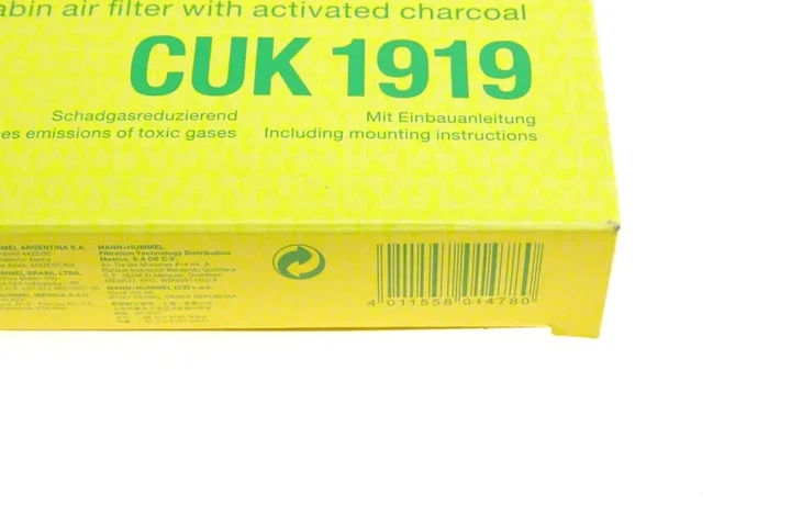 Фільтр салону Land Rover 16-/Range Rover/Lexus ES/RX 12-/Toyota Camry/Corolla/Rav4 06- (вугільний) MANN-FILTER CUK1919 - изображение 5