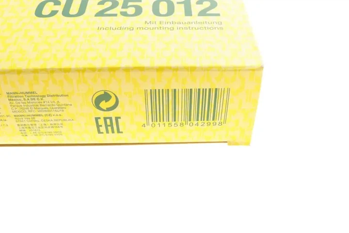 Фільтр салону Renault Dokker/Zoe 12-/Koleos 16-/Express 21-/Nissan X-Trail 14- MANN-FILTER CU 25 012 - изображение 5