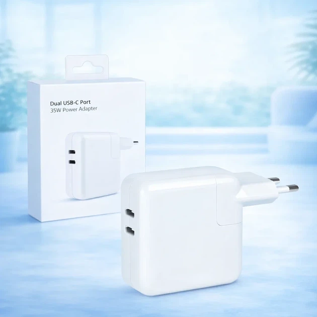 Сетевой адаптер питания, быстрая зарядка 35W, на два USB-C для Android и iPhone, белый - Фото 6 Сетевой адаптер питания, быстрая зарядка 35W, на два USB-C для Android и iPhone, белый - изображение 6