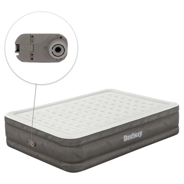 Надувний матрац Bestway з вбудованим електричним насосом 203 x 152 x 46 см бежевий 69050 (6942138967104) - зображення 3