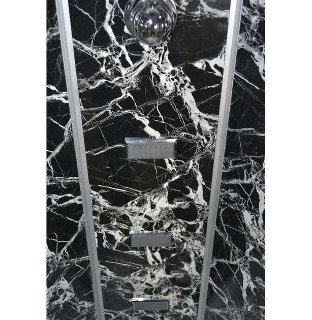 Душовий бокс TKF TKF100/1 100×100×215 см, кутовий, хромовий профіль, тоноване скло, задня стінка Чорна Павутина, низький піддон - изображение 4