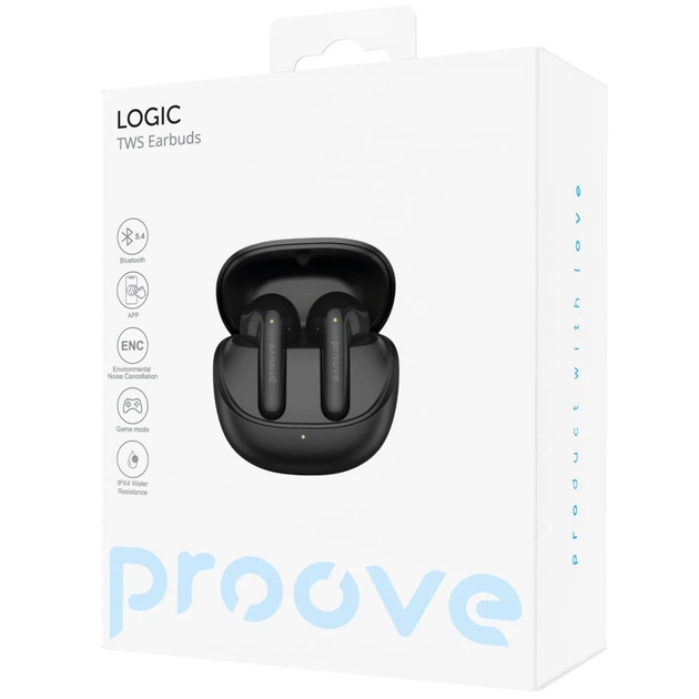 Бездротові навушники Proove Logic TWS (APP) obsidian black - Фото 2 Бездротові навушники Proove Logic TWS (APP) obsidian black - зображення 2