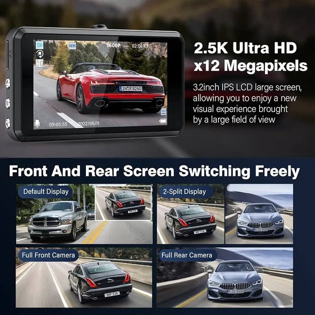 Автомобільний відеореєстратор Miden S7 2,5K, чорний - изображение 5