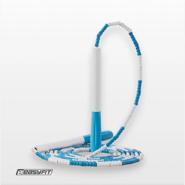 Бисерная скакалка EasyFit FreeRope 2,7 м (бело-голубая) - изображение 4