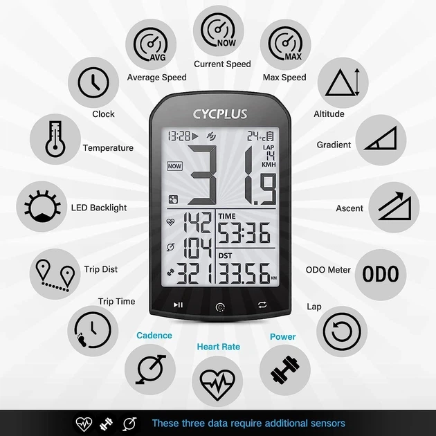 Велокомпьютер Cycplus M1 с GPS, ANT, Bluetooth 5.0 - изображение 3