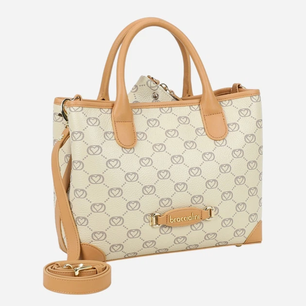 Torebka crossbody damska skórzana Braccialini B19050-PP-305 Beżowa - obraz 4
