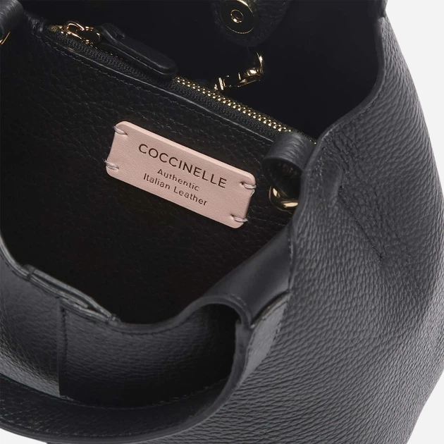 Сумка крос-боді жіноча з натуральної шкіри маленька Coccinelle E1SHA580101-001 Чорна (800070354177) - зображення 3