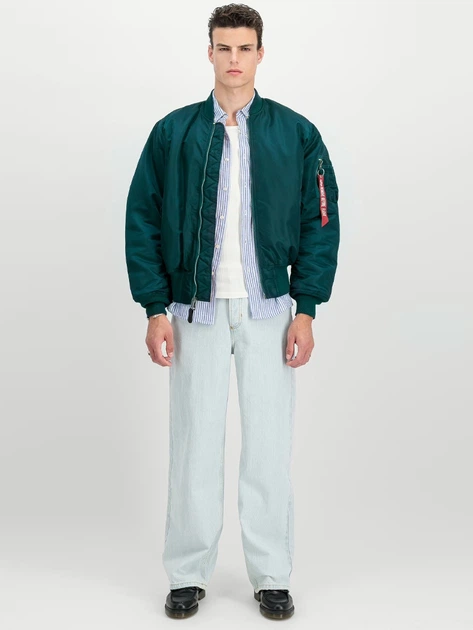 Бомбер чоловічий Alpha Industries 100101-02 M Морська хвиля (800070355477) - зображення 3