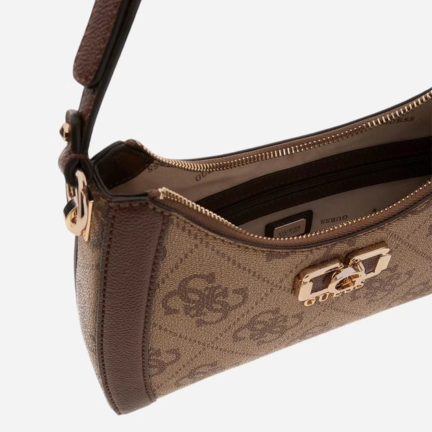Сумка жіноча зі штучної шкіри середня Guess HWOS9901180-LGW Коричнева (800070352305) - зображення 4