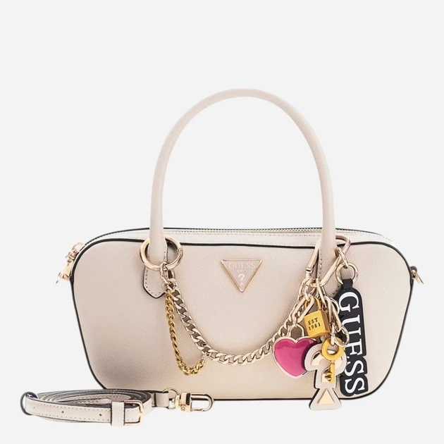 Сумка багет сідло жіноча зі штучної шкіри маленька Guess HWBG9899050-LTA Бежева (800070352286) - зображення 4