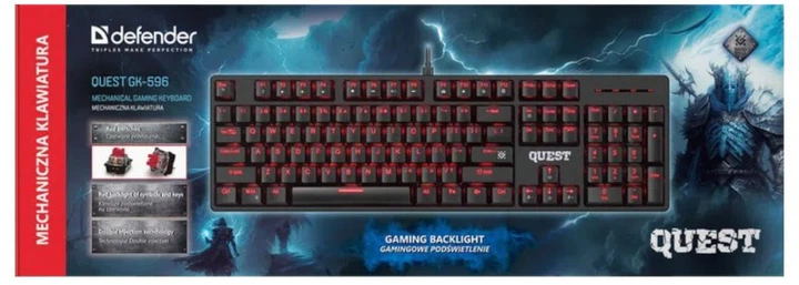 Klawiatura przewodowa Defender QUEST GK-596 RGB USB SNK Red Black (4745091891040) - obraz 3