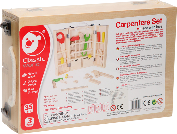 Zestaw do zabawy Classic World Drewniana skrzynka z narzędziami 35 szt. (6927049000058) - obraz 2