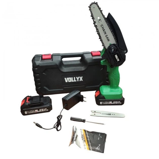Пила акумуляторна безщіткова Міні-ланцюгова електропилка MINI VOLLYX 2in1 500 Вт 2 шини 6+4" 2 ланцюги 1/4" 2 АКБ - зображення 5