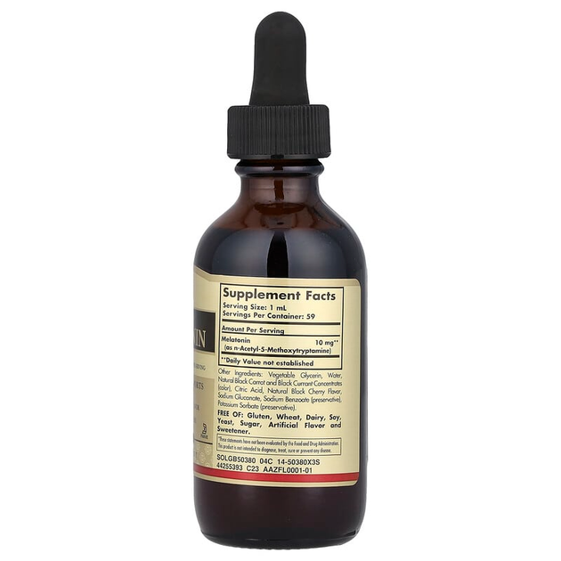 Рідкий мелатонін SOLGAR "Liquid Melatonin" смак чорної вишні, 10 мг (59 мл) - зображення 2