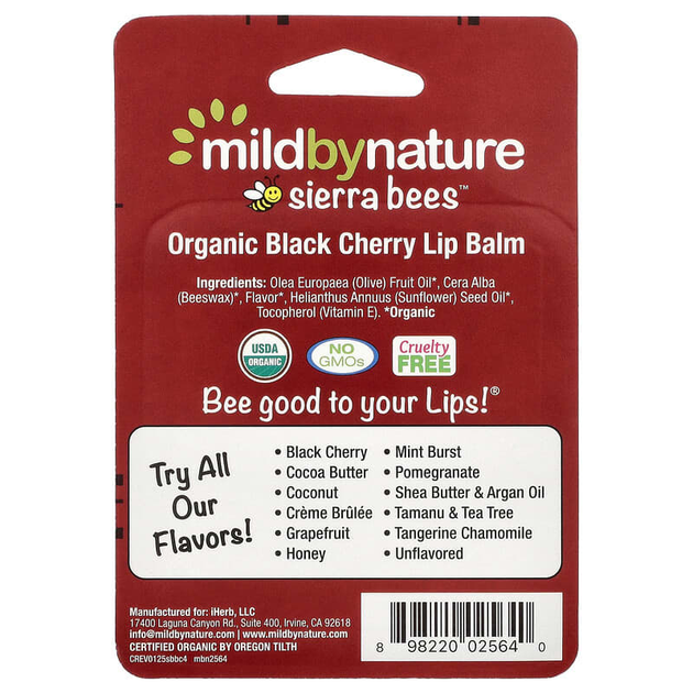 Бальзами для губ Sierra Bees "Organic Lip Balms" зі смаком черешні (4 шт) - зображення 3
