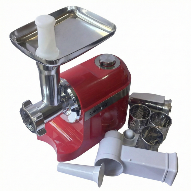 Мясорубка электрическая Rainberg RB-2270, 3800 Вт, красная, 3 в 1, с соковыжималкой и овощерезкой - изображение 3
