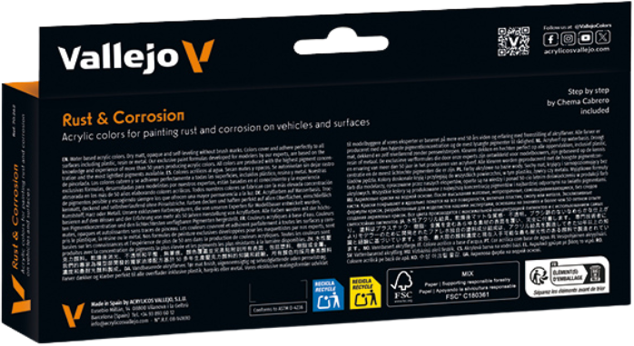 Набір акрилових фарб Vallejo Model Color Effects 70.262 Rust Corrossion 8 шт x 18 мл (8429551702621) - зображення 2