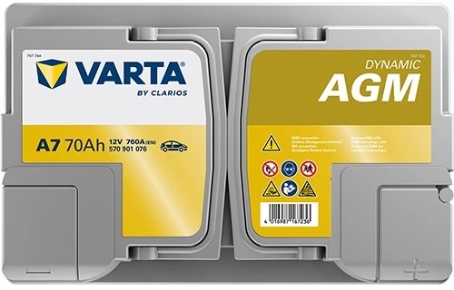 Автомобільний акумулятор Varta Silver Dynamic AGM 70А Єв (-/+) A7