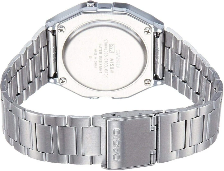 Наручные часы Casio A158WA-1, цифровые, стальной браслет, водозащита 30 м - изображение 4