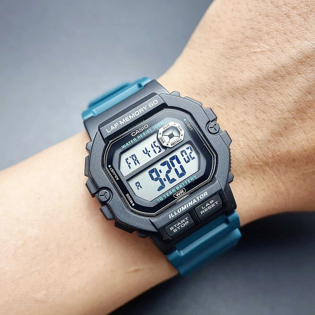 Электронные часы Casio WS-1400H-3A зеленые 100 м - изображение 4