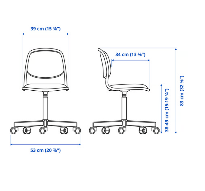 Дитячий офісний стілець на колесиках обертовий сірий Ikea ÖRFJÄLL 105.018.84 - зображення 2