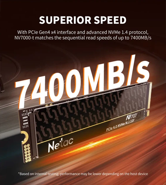 Твердотельный накопитель Netac NV7000-t 1TB NVMe SSD PCIe Gen4 x4, M.2 2280 - изображение 4