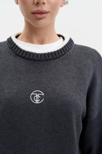 Светр з принтом S012 2508369193010 L/XL Сірий - зображення 6