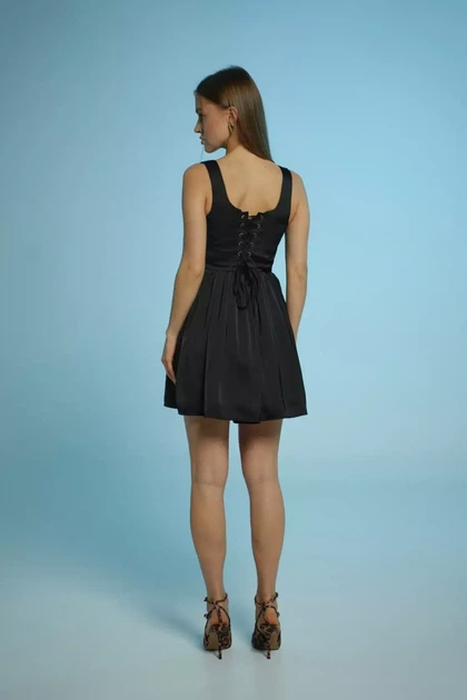 СУКНЯ З КОРСЕТОМ САТИНОВА DR004 2405342241983507 M/L Чорний - изображение 5