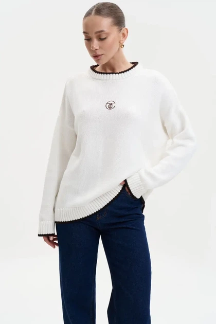 Светр з принтом S012 2508369192110 L/XL Молочний - изображение 3