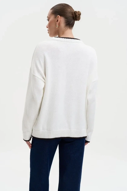 Светр з принтом S012 2508369192110 L/XL Молочний - изображение 4